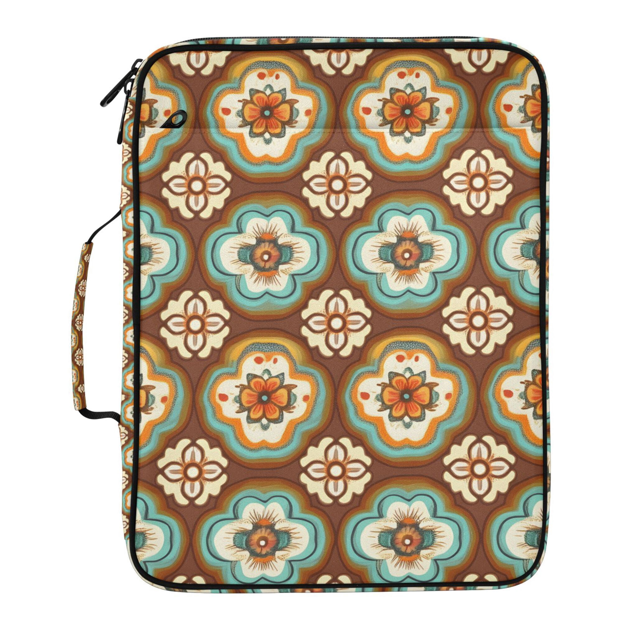 FORMRS Accordion File Folder A4 Size 7-Pocket Expanding Document Organizer Bag with 3 Ring Binder, Retro Blossom Flower