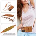 thumbnail image 5 of for Samsung Galaxy A15 PU Leather Back + TPU Frame Rugged Case, Classic 360 Rotating Ring Kickstand Card Slots Shoulder Strap Drop Protective Slim Fit Shockproof Phone Case Cover, Brown, 5 of 12