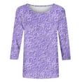 thumbnail image 4 of CYMMPU Tunic Tops 3/4 Sleeve Round Neck Fall Fashion Shirts Loose Fit Floral Printed Spring Tops Blouses for Women Dressy Casual Lightweight Basic T-Shirts Multicolor M, 4 of 5