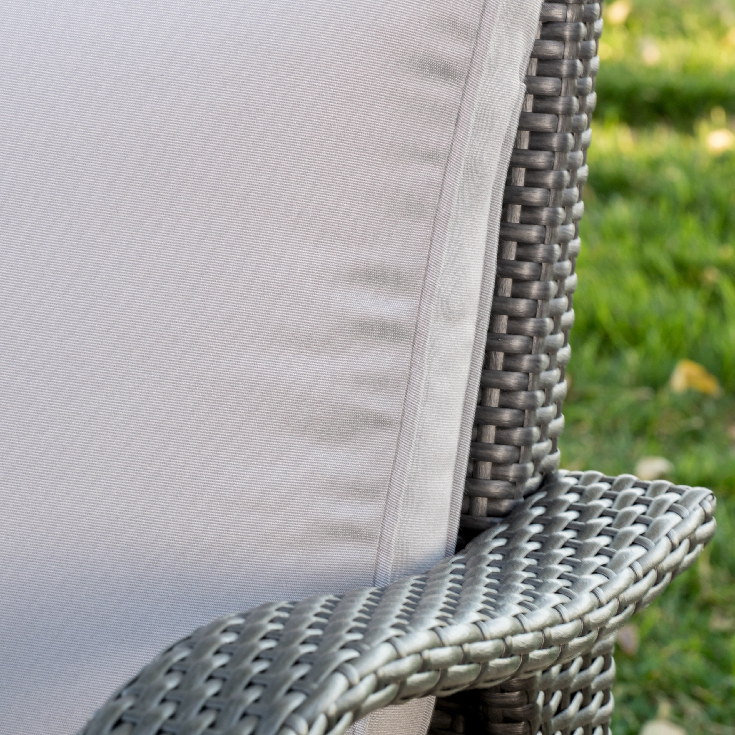 Kingsfield Outdoor Wicker Club Chairs with Silver Cushions, Set of Two, Grey