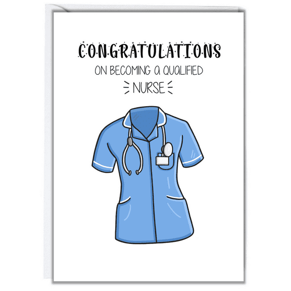 Congratulations Nurse Card – Cheerful Blank Greeting Card for Newly Qualified Nurses – Perfect for Graduation, Recognition, or Encouragement – Envelope Included