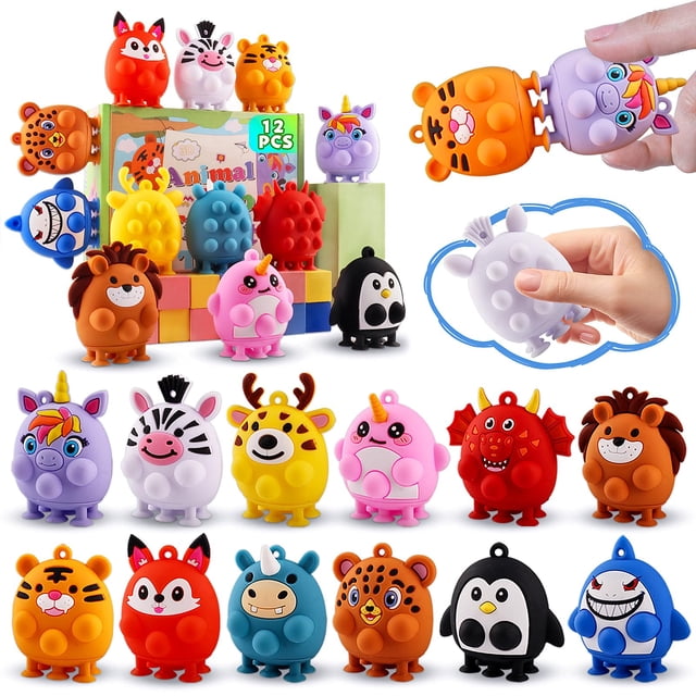 Juguetes de silicona Party Favors ChildFun con forma de animal, 12 unidades