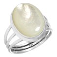 thumbnail image 1 of 925 Sterling Silver Ring For Women - Girls White Natural Mother Of Pearl Gemstone Silver Ring April Birthstone Fashion Silver Ring Size 8.5 Anniversary - Gift For Women 925 Silver Gemstone Jewelry, 1 of 5