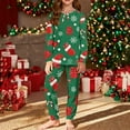 thumbnail image 1 of Conjuntos de blusas y camisas de cuello redondo y manga larga con estampado navideño para niños Camisa de manga larga con cuello redondo y cintura elástica Pantalones largos Conjunto de traje de casa, 1 of 6
