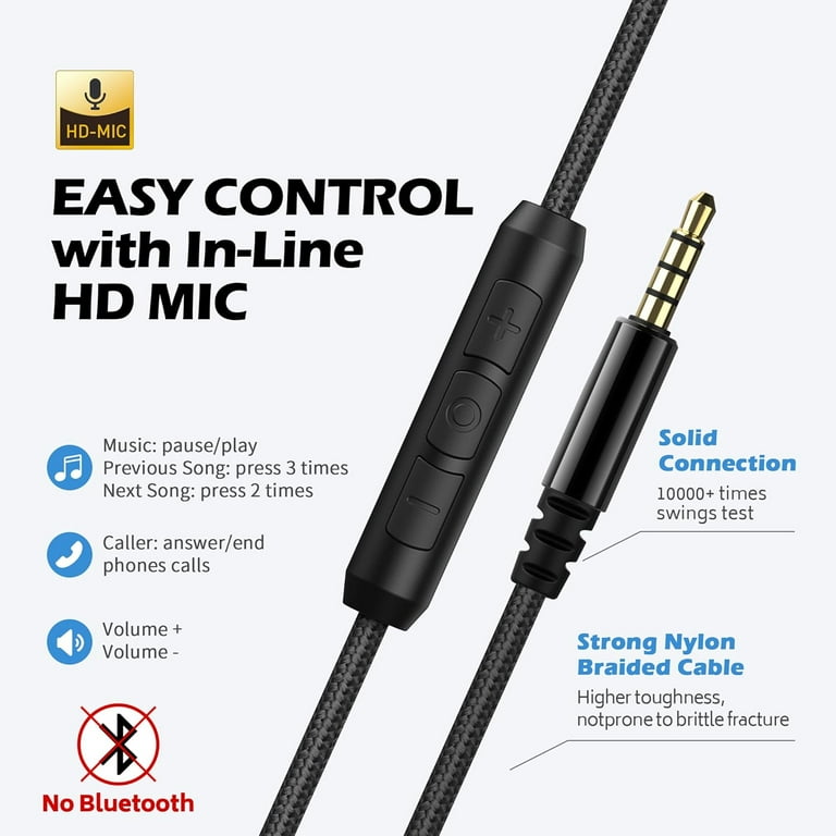AILIHEN C8 Headphones Wired On Ear Headphones with Microphone and Volume Control Foldable Corded Stereo 3.5mm Headset for Smartphones Chromebook Laptop Computer PC Tablets Travel Black Blue Walmart ...