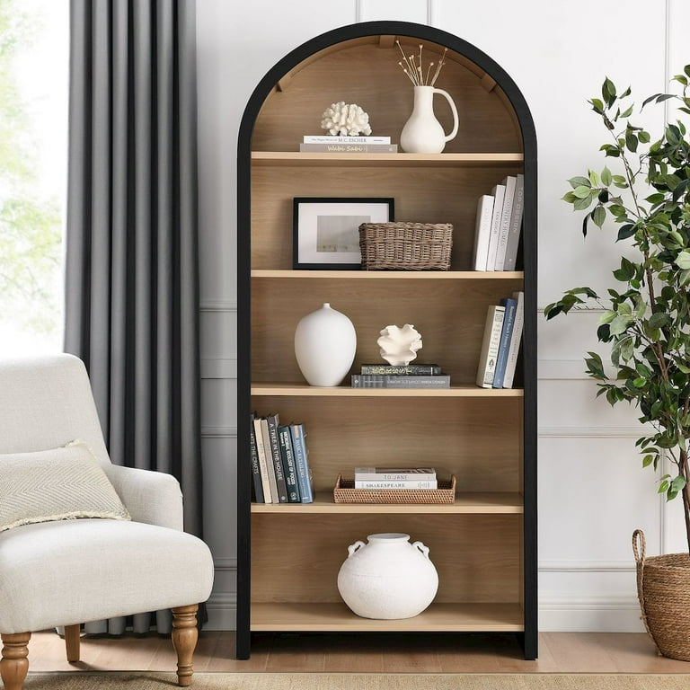 Modway, Evie Bookcase Display Cabinet, 5-Tier Wide Arched in Black