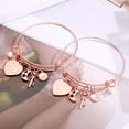 Charms Bracelet For Women Handmade Silver Initial Heart Letter Expandable Bangle Bracelet for