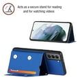 thumbnail image 5 of Dteck for Samsung Galaxy S21 6.2" 2021 Back Wallet Case, PU Leather Anti-Drop Case with Card Slot Kickstand & Wrist Strap Shockproof Protective Case for Samsung S21 Women Men, Blue, 5 of 9