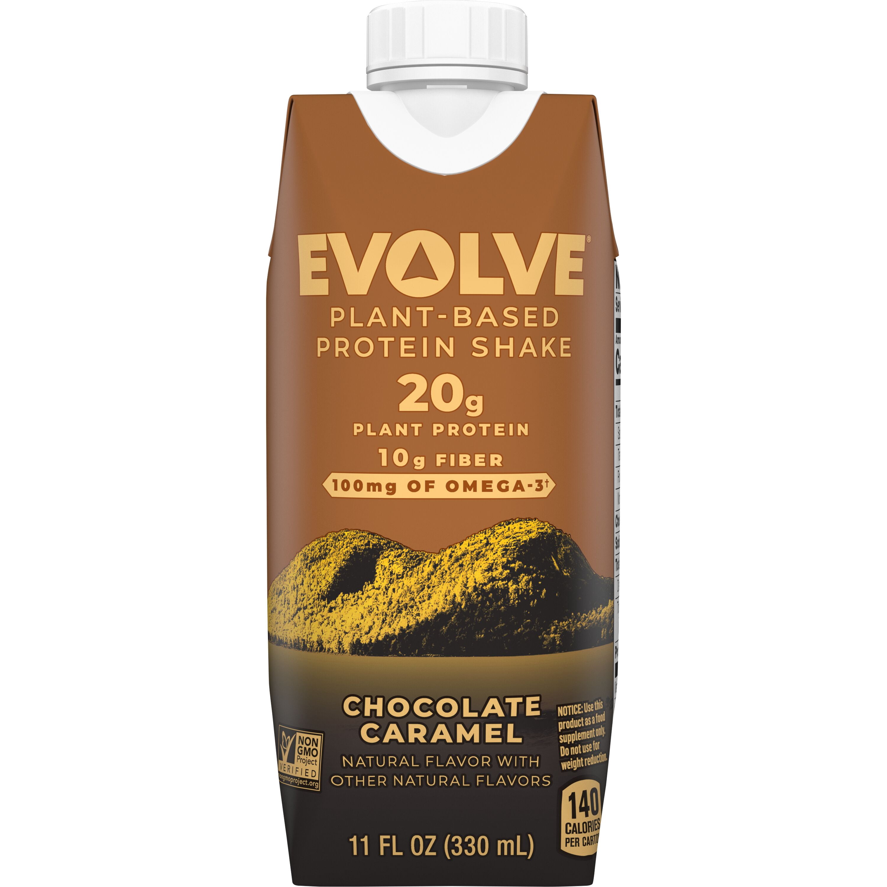 Evolve Plant Based Protein Shake, Chocolate Caramel, 11 fl oz Cartons, 4 Count