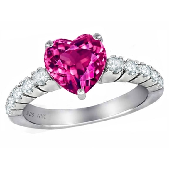 Star K� 8mm Heart Shape Simulated Pink Tourmaline Ring