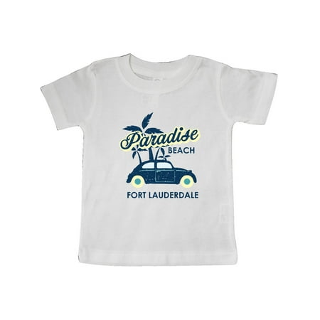 

Inktastic Paradise Beach in Fort Lauderdale with Palm Trees and Car Gift Baby Boy or Baby Girl T-Shirt