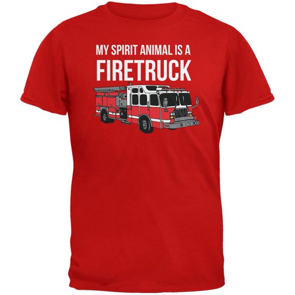Spirit Animal Firetruck Red Adult T-Shirt - Large