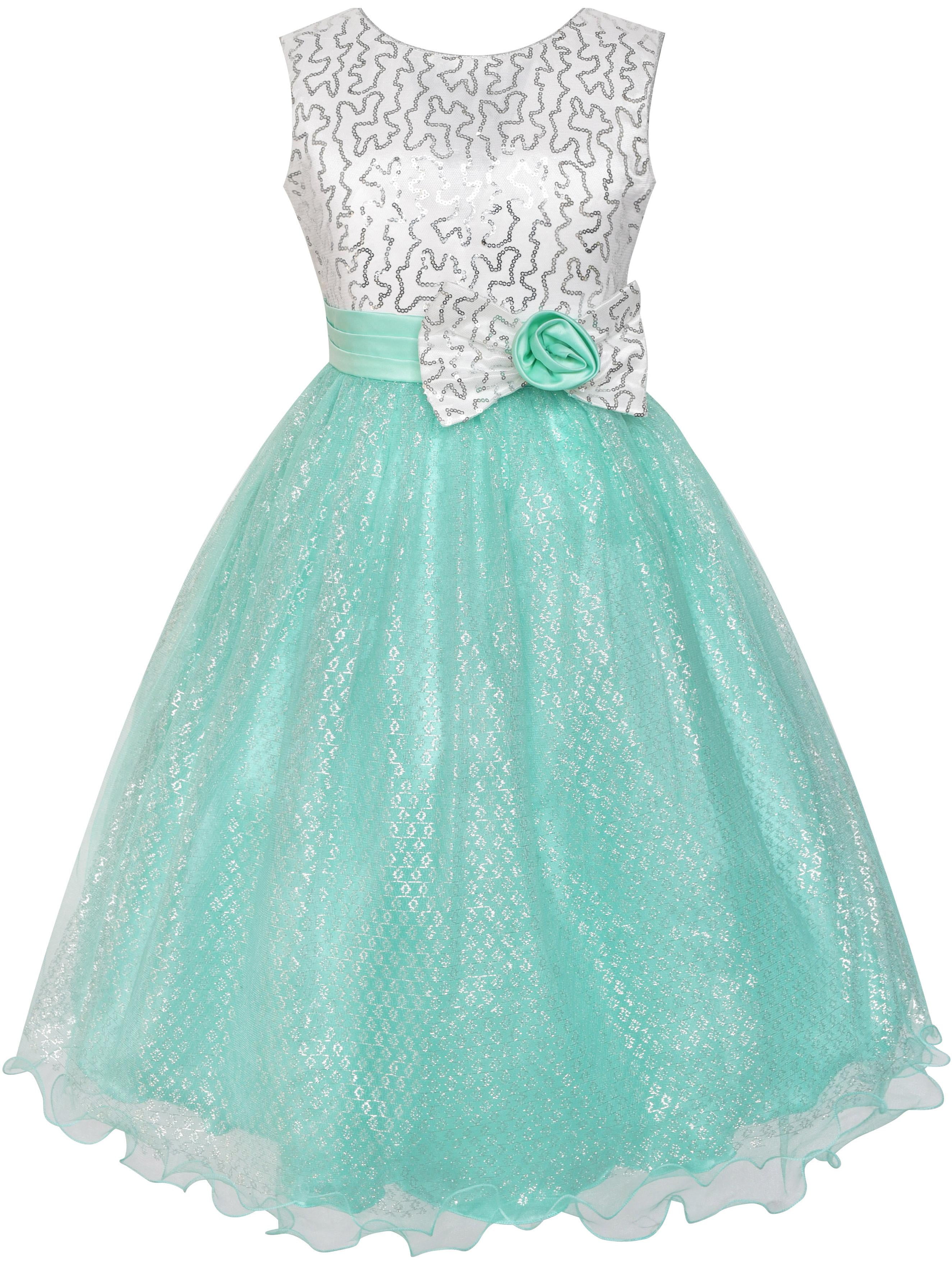 Girls Dress Glitter Sequin Wedding Bridesmaid Pageant 6