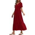 thumbnail image 7 of UVN Long Dresses for Women Summer Short Sleeve Casual V Neck Maxi Dress with Pockets, 7 of 7