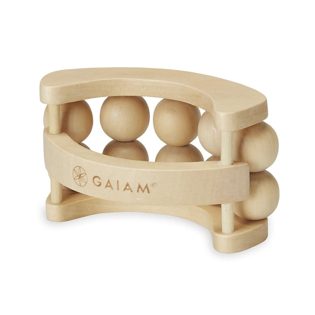Rodillo de bola de masaje Gaiam Relax – Masajeador de cuerpo total de madera de mano para espalda, cuello, pie, pantorrilla, pierna, brazo | Alivio del masajeador de tejido profundo para los músculos