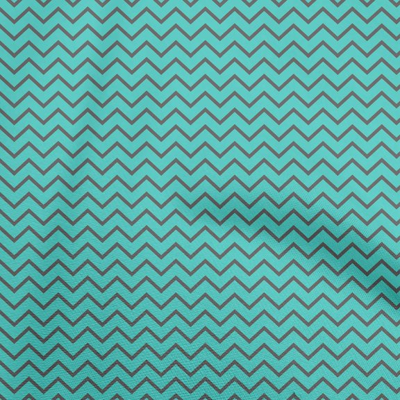 oneOone Polyester Spandex Turquoise Blue Fabric Chevron Quilting Supplies Print Sewing Fabric By The Yard 56 Inch Wide