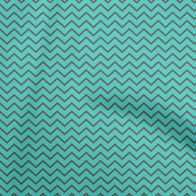 oneOone Cotton Poplin Turquoise Blue Fabric Chevron Sewing Craft Projects Fabric Prints By Yard 56 Inch Wide