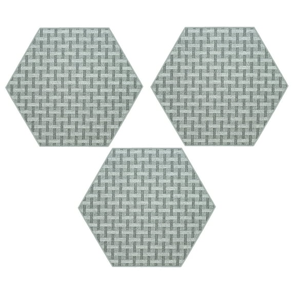 Furnish My Place Union Indoor/Outdoor Commercial Grey Color Rug, Pet-Friendly, Home Decor Commercial Rug for Living Room, Bedroom, Wedding, Event, Made in USA, 2' Hexagon - Set of 3