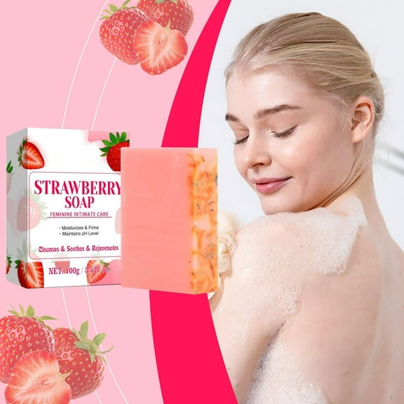 Hauiodp Fresh Strawberry Soap Deeply Cleanses The Nourishes And Moisturizes Enjoys Sweet Fruit Aroma And Gives You A Natural Experience Like Spring 100g