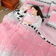 thumbnail image 4 of Homewish Cheetah Print Girl 7 Pieces Bedding Comforter Set,Black Pink Grey Full Bedding Set Lightweight,Bling Glitter Fitted Sheet Flat Sheet,Microfiber Bedroom Decor,Reversible, 4 of 8
