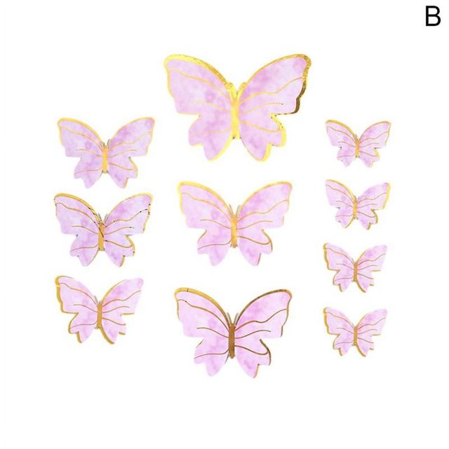 Decoración de cumpleaños CAIROYAR forma de mariposa y flores en 3D para tartas y pasteles 10pcs