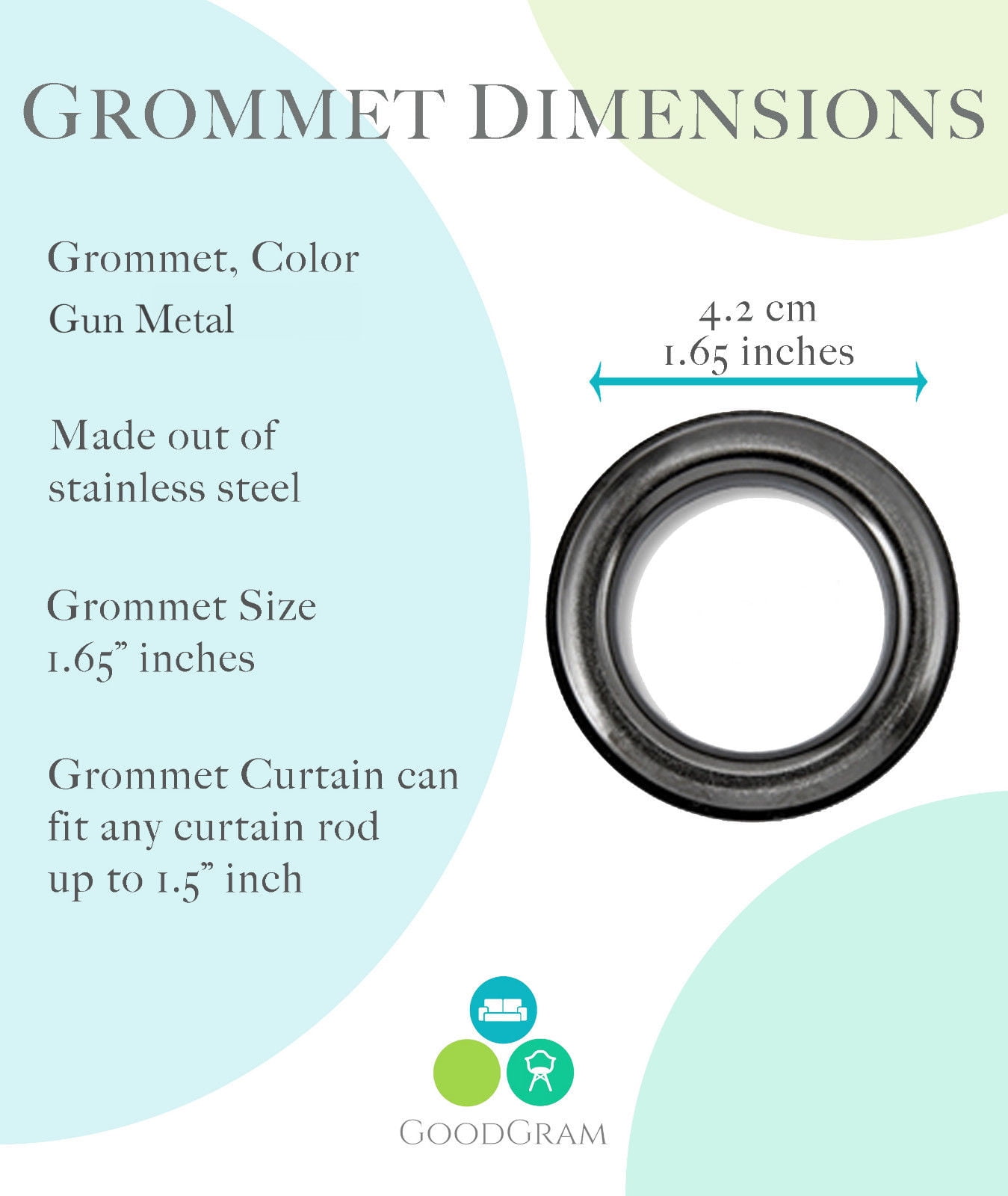 Regal Home Collections 2 Pack 100% Blackout Thermal Energy Saving Grommet Top Curtain Panels - Charcoal, 84 in. Long