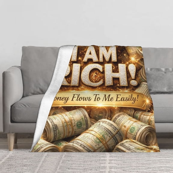 Money Flows To Me Easily Flannel Throw Blanket Soft Blankets for Bed Sofa