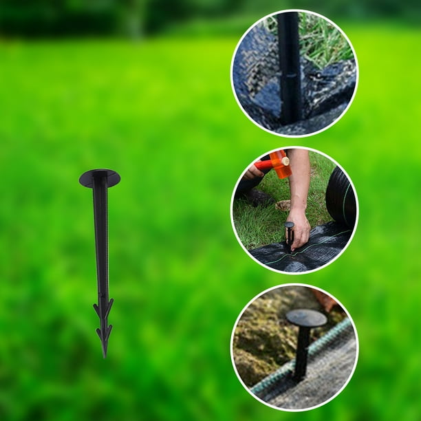 pstuiky 50 estacas de plástico para jardín grapas para césped artificial estacas para asegurar vallas y barreras parterres de plástico para jardín.