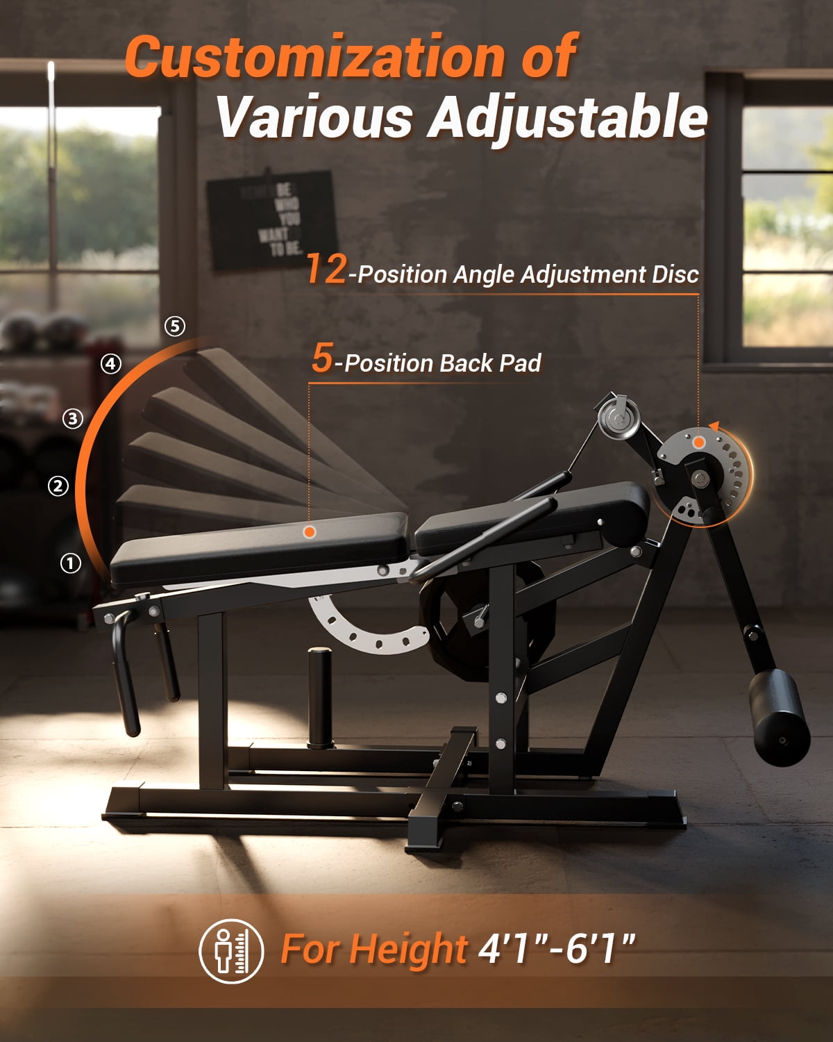 700LB Leg Extension & Wave Machine for Home Gym–Adjustable Seated & Lying Leg Developer Bench–Multi-Functional Lower Body Strength Training Equipment–Compatible with 1" & 2" Weight Plates–Black