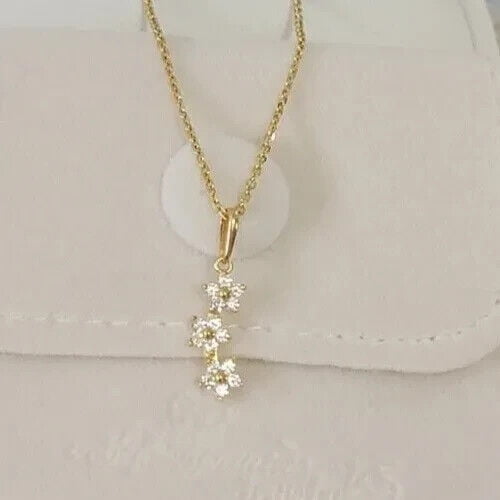 1.50ct Lab created round cut women flower women's pendant 14k yellow gold plated