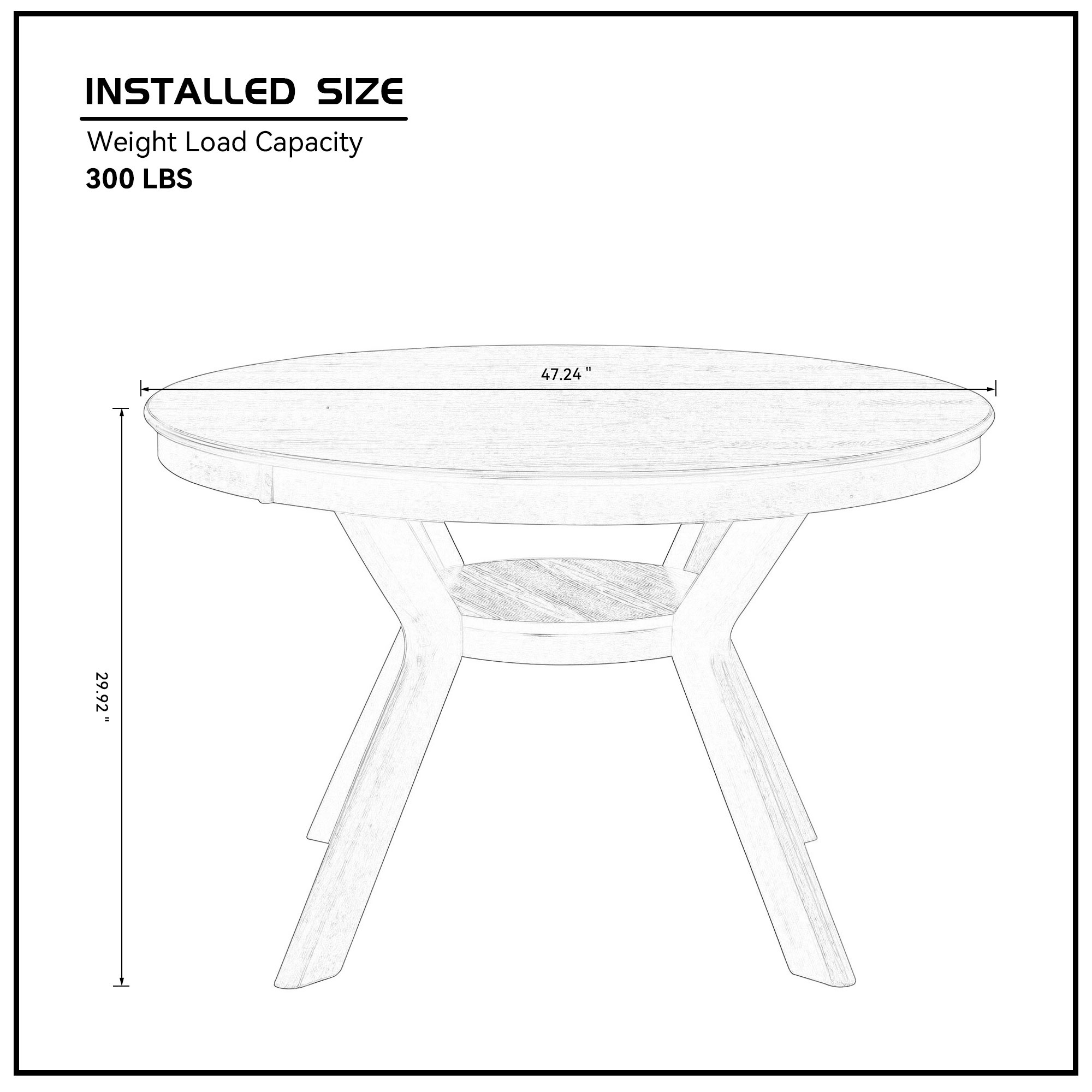 PORKISS 47" Round Dining Table for 4 People, Coffee Table, Modern Farmhouse Wooden Kitchen Table with Storage Shelf, Living Room, Oak (Chairs Not Included)