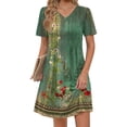 thumbnail image 4 of Fantaslook Summer Dresses for Women Short Sleeve Pleated V Neck Dress A Line Casual Tunic Dresses with Pockets, 4 of 10