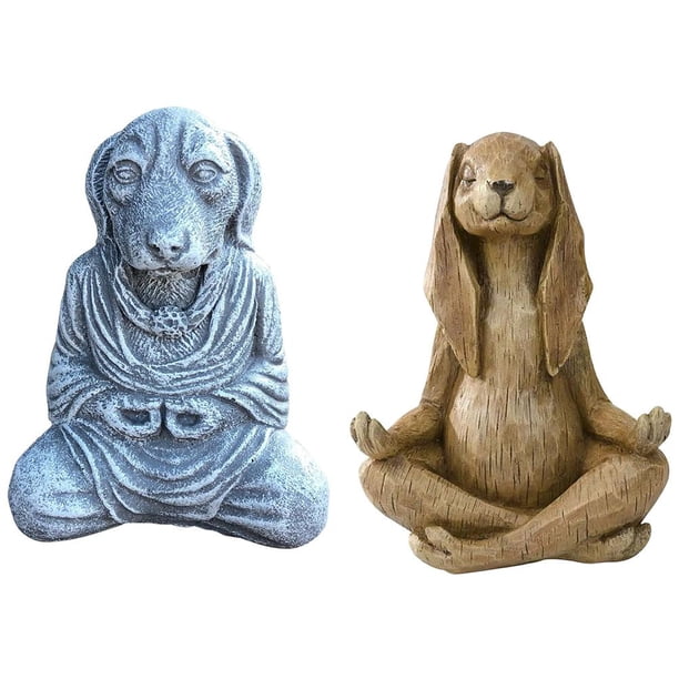 Pegatina De Meditación De Perro Conejo, Pegatina De Pared Para Ventana De Ordenador, Decoración Del Hogar, Pegatina De Escultura Zen 2 Uds., Methold PT002142-00
