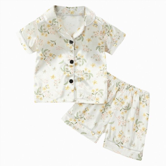 TOWED22 Girl Pajamas Silk Pjs Shirt Tops Shorts 2Piece Set Toddler Kids Little Girl Nightgown Gift,18-24 M