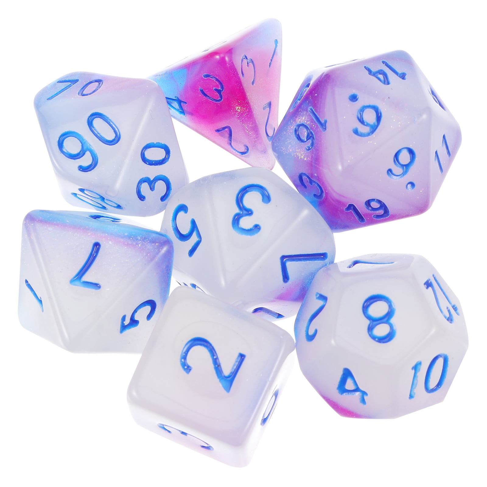 Frcolor 1 Set 7 Pcs Luminous Dice Polyhedral Dice Number Trpg Dice Assorted Color Walmart Com
