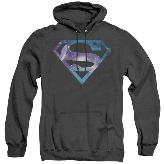Superman Galaxy 2 Shield Adult Heather Hoodie Sweatshirt Black