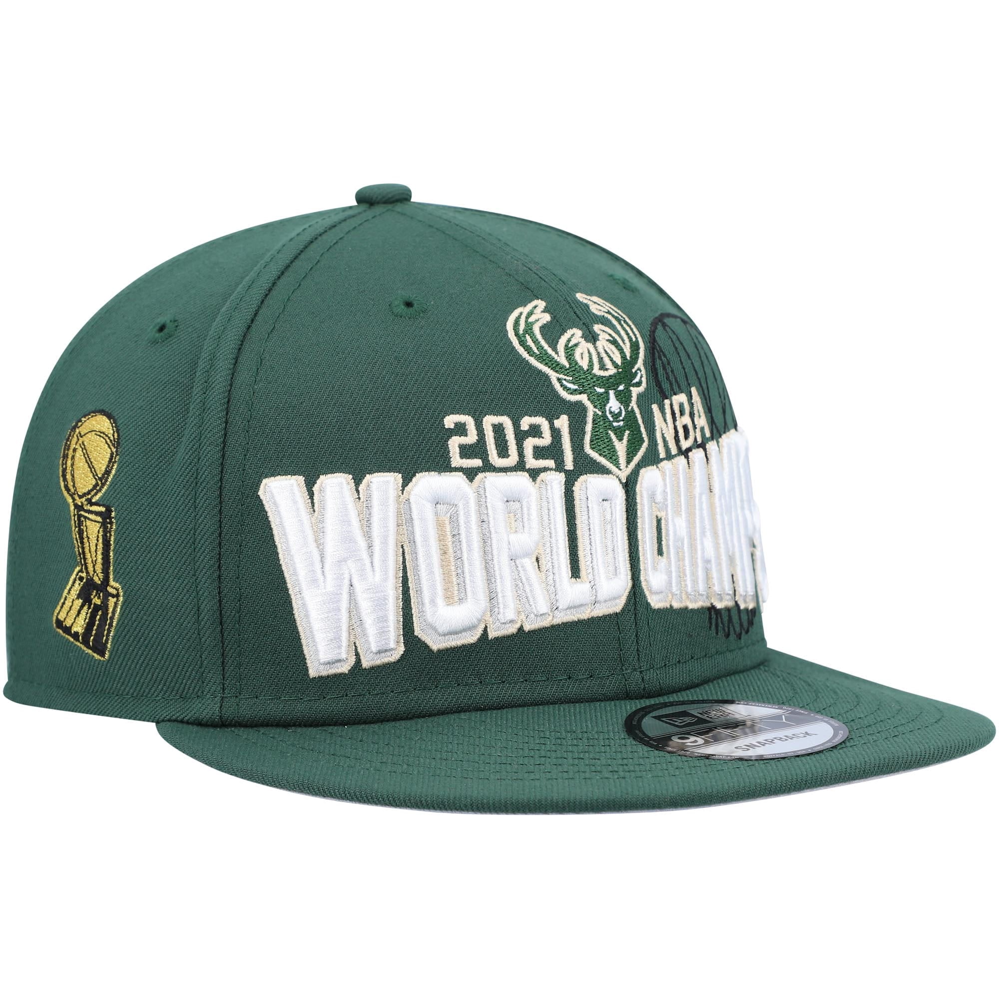 Youth New Era Hunter Green Milwaukee Bucks 2021 NBA Finals Champions On The Court 9FIFTY Snapback Hat
