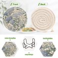 thumbnail image 4 of Yayeee 6 PCS Drink Coasters with Holder Set Woven Absorbent Round Tabletop Hot Pad, Blue Hydrangeas Pattern, 4 of 7