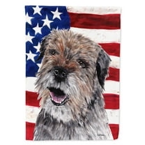 Border Terrier Mix USA American Flag Flag Canvas House Size