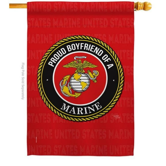 Breeze Decor H108509-BO Proud Boyfriend Marines House Flag Armed Forces Marine Corps 28 x 40 in. Double-Sided Decorative Vertical Flags for Decoration Banner Garden Yard Gift
