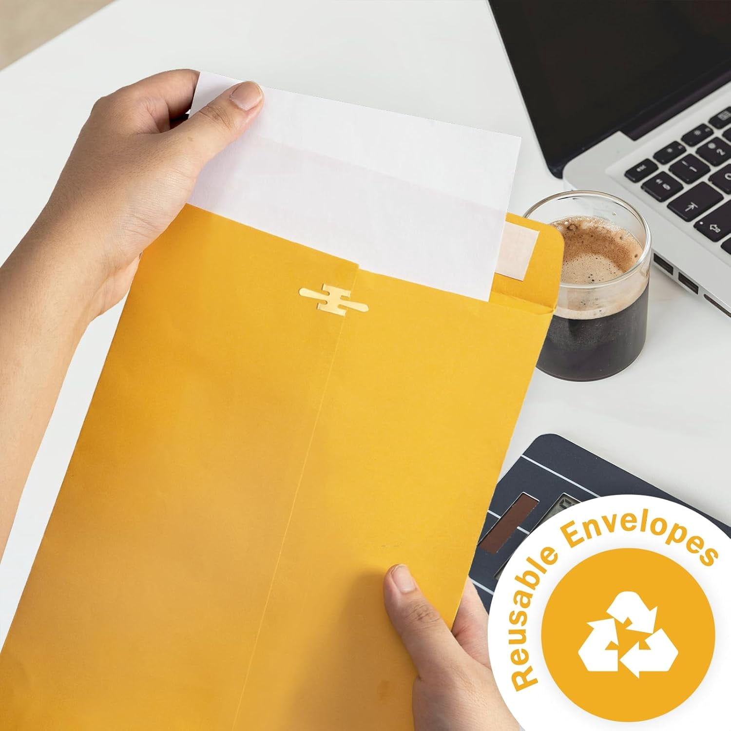 6x9 Clasp Envelopes - 100 Pack, Yellow Manilla Envelopes 6x9, 100GSM Heavy Kraft Paper, for Business, Legal, Office