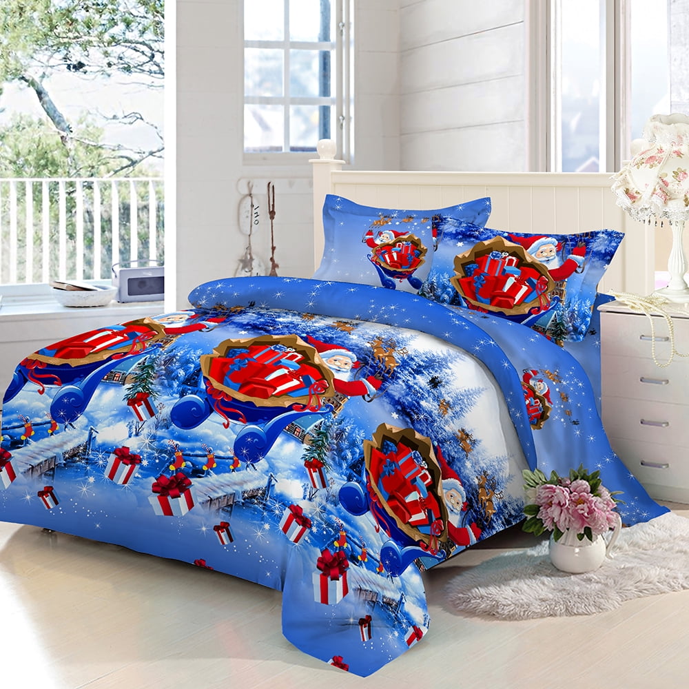 Christmas Santa Bedding Set Polyester 3D Printed Duvet Cover + 2pcs ...