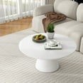 SHYFOY Design Modern Round High Glossy Wood Coffee Table with Pedestal ...