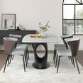 thumbnail image 6 of POVISON 71" Modern White Dining Table for 6, Sintered Stone Tabletop Kitchen Table, Solid Black Carbon Steel Base, 6 of 8