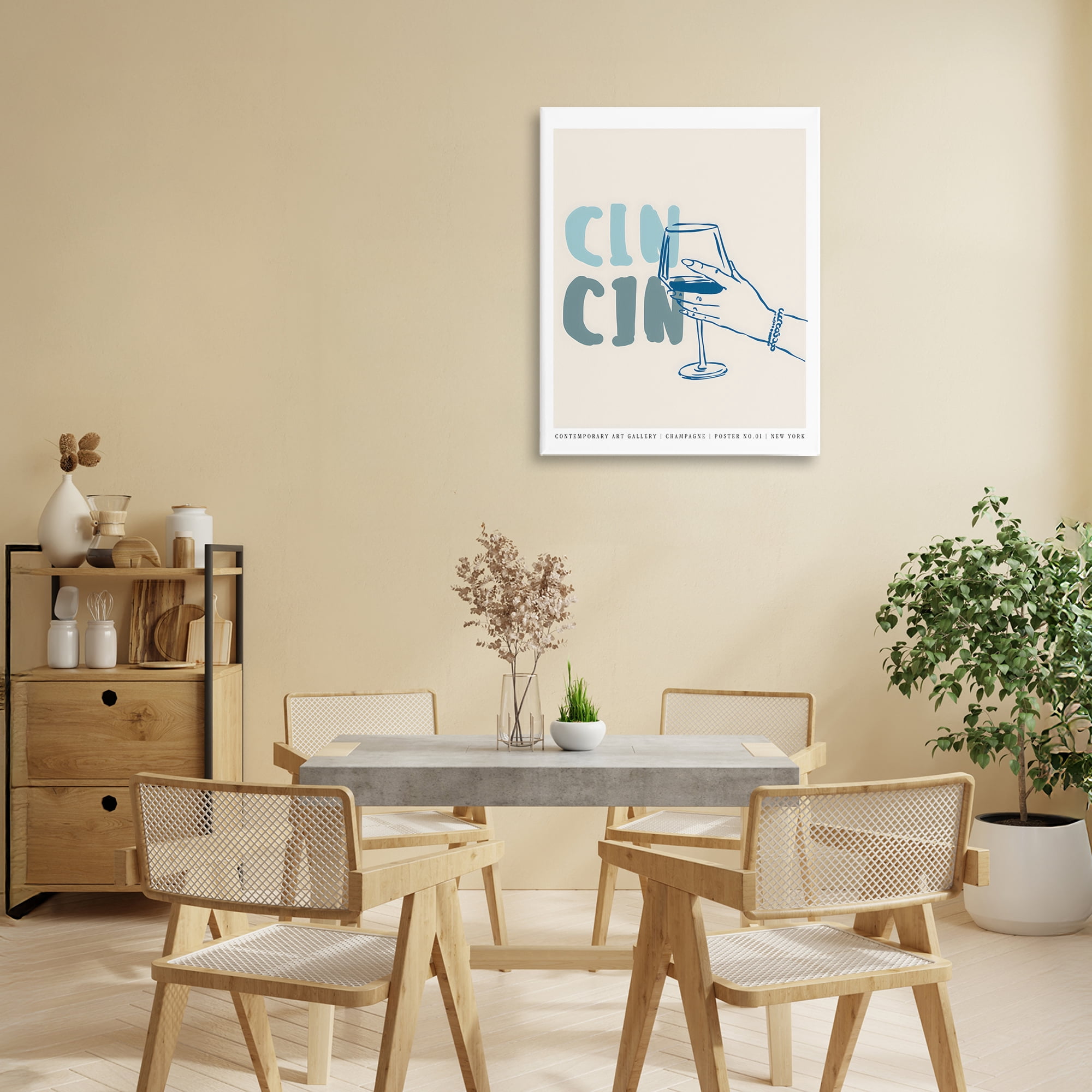 Stupell Industries Cin Cin Blue Champagne Toast Canvas Wall Art, design by The Prints Vibe