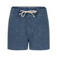 thumbnail image 5 of ZyeKqe Jean Shorts for Women Drawstring High Waisted Denim Shorts Wide Leg Rolled up Hem Summer Shorts, 5 of 7