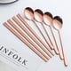 thumbnail image 3 of 2024, 8 piezas de palillos chinos coreanos, cucharas, 4 juegos, cucharas planas de acero inoxidable 304 de oro rosa para cenas, 3 of 4