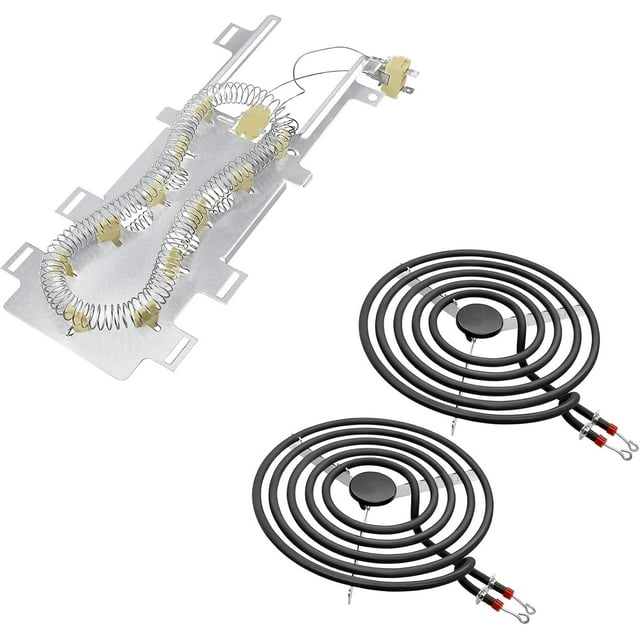 8544771 Dryer Heating Element Replacement Part for Whirlpool, Kenmore, Maytag & 2Pack MP21YA Burner Surface Element 8 Inch 5 Turns Suitable for Whirlpool, Maytag, Kenmore