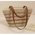 thumbnail image 3 of CoCopeaunts Straw Bag Women Summer Beach Bag Large Straw Tote Bag Handmade Woven Colored Striped Straw Shoulder Bag Handbag, 3 of 5