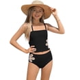 thumbnail image 2 of Girls Tankini Swimsuit 2 Piece Adjustable Strap Cut Out Bikini Sets for Girls Black 140, 2 of 3